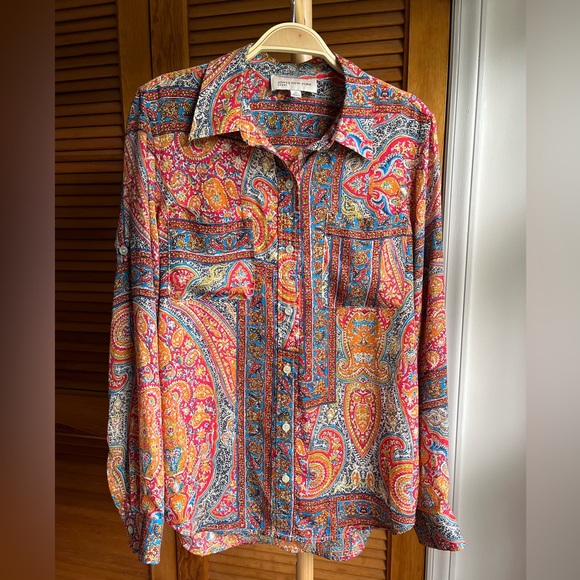 Jones New York Sport Multicolor Paisley Shirt Blouse - Picture 1 of 6